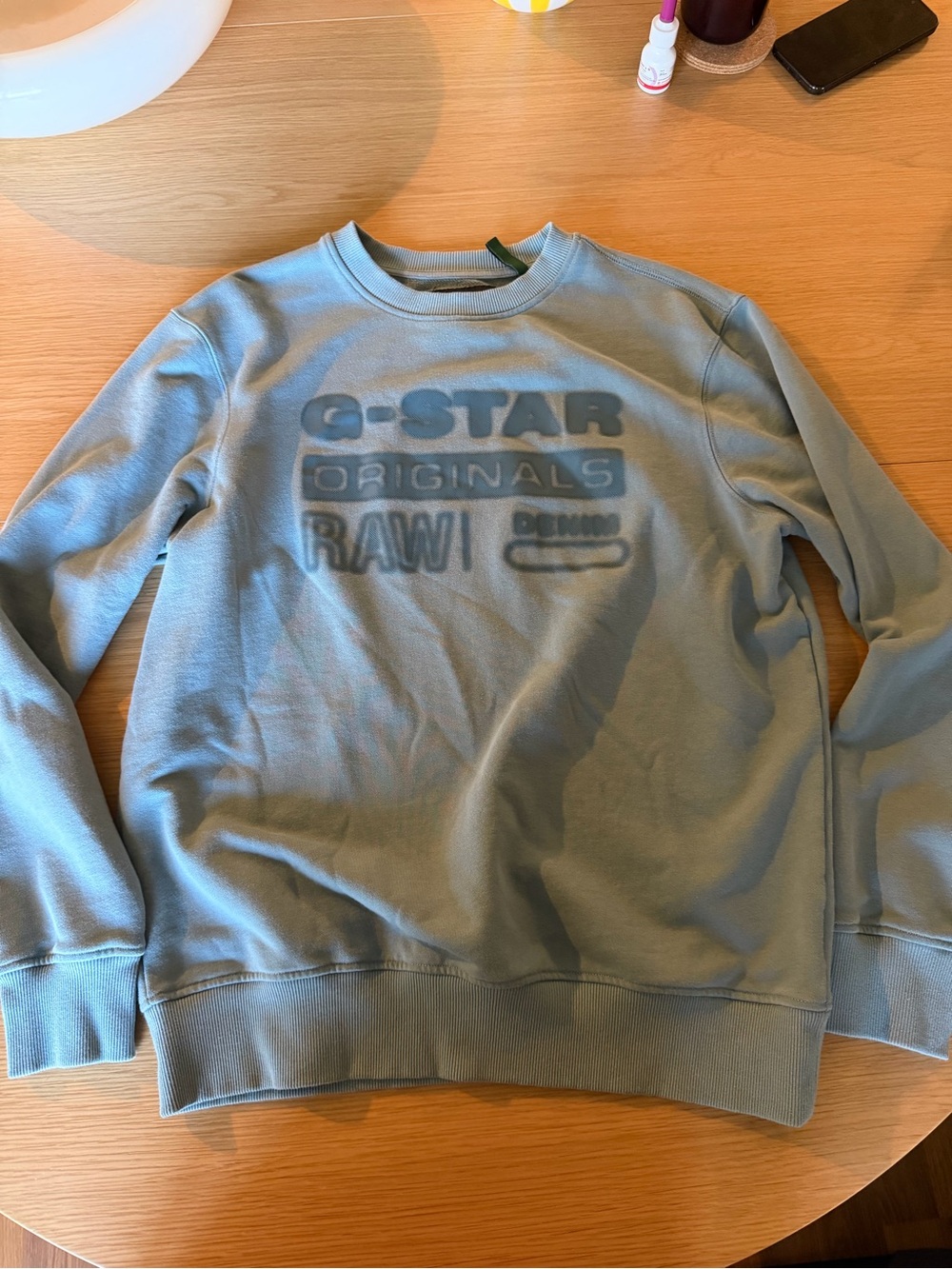 G-Star Men's Dusty Blue Logo Crewneck Sweatshirt